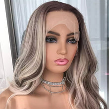 Load image into Gallery viewer, Highlight Platinum Blonde Natural Wave Lace Front Wig Body Wave Blonde Human Hair Wigs 180% Density