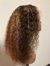Load image into Gallery viewer, Honey Blonde Highlight 27 Deep Wave Lace Front Wig Deep Curly Human Hair Wigs Brazilian HD Preplucked 13x4/ 13x6 Lace Frontal Wig