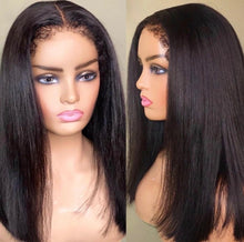 Load image into Gallery viewer, Curly Baby Hair Bone Straight HD Lace 4x4/13x4/ 13x6/ 360 Lace 180% density Preplucked Virgin Human Hair Wig