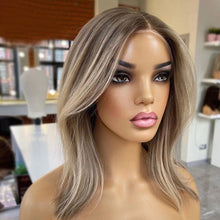 Load image into Gallery viewer, Ombre short Ash Blonde Lace Front Wig Human Hair HD Transparent Lace bob Wigs 4x4/13x4/13x6/360 Lace Frontal Wig Brazilian Wigs