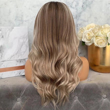Load image into Gallery viewer, Ash Blonde Highlight Wig for Women Dark Roots Wavy 13x4/13x6/ 360 Lace Front Wig Transparent Lace Wigs Remy