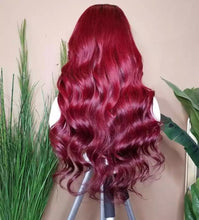 Load image into Gallery viewer, Black & Burgundy Body Wave Wig Ombre 13x4/ 13x6 Lace Front Human Hair Wigs Brazilian Hair Colored 1b 99J Lace Frontal Wig