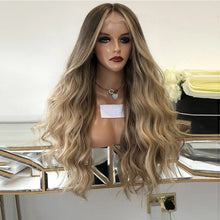 Load image into Gallery viewer, Highlight Wig Human Hair for Women Dark Blonde 10-30" Glueless Full Lace Wigs Pre Plucked 13x6 HD Transparent Lace Frontal Wig 180%