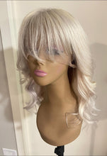 Load image into Gallery viewer, Platinum Blonde 4x4/13x4/13x6/360/Full Front Human Hair Wig with customized Bangs added, 180% Density