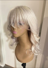 Load image into Gallery viewer, Platinum Blonde 4x4/13x4/13x6/360/Full Front Human Hair Wig with customized Bangs added, 180% Density