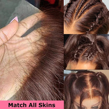 Load image into Gallery viewer, 13x4/13x6/360 Chocolate Brown #2 Lace Front Wig PrePlucked Body Wave Hd Transparent Lace Frontal Wig Brown Colored Human Hair Wigs