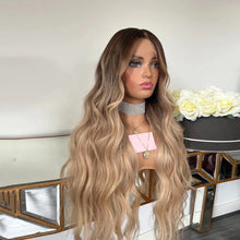 Load image into Gallery viewer, Brown Root Blonde Higlight Lace Front Wig HD Transparent Lace Wig 13x4/13x6/360 Human Hair Wig