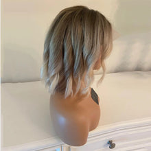 Load image into Gallery viewer, Ash Blonde Light Platinum Balayage Highlighted Human Hair Wig Short Wavy Full Lace Wigs HD 13x4/ 13x6/ Full Lace Lace Front Wig 180%
