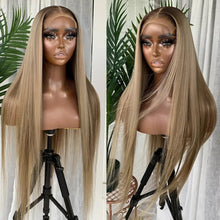 Load image into Gallery viewer, Ombre Ash Blonde Colored Straight 4x4/13x4/13x6 Lace Front Wig Brazilian Human Hair Transparent Brown Lace Closure Wigs

