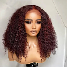 Load image into Gallery viewer, Burgundy Kinky Curly Lace Front Wig 4x4/ 13x4/ 13x6 180%Density Glueless With BabyHair Preplucked
