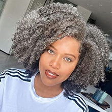 Load image into Gallery viewer, Salt and Pepper Human Hair Wigs Kinky Curly with Bang Bob Human Hair Wigs No Lace Kinky Curly Wigs Human Hair 180%
