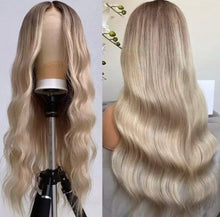 Load image into Gallery viewer, Ombre Ash Blonde Colored Straight 4x4/13x4/13x6 Lace Front Wig Brazilian Human Hair Transparent Brown Lace Closure Wigs
