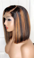 Load image into Gallery viewer, Highlight 13x4/13x6 Brown Bob Wig Human Hair Straight Lace Front Brazilian Short Bob Human Hair Wigs 180% Density
