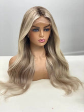 Load image into Gallery viewer, Honey Blonde Ombre Highlight Lace Frontal 13x4/ 13x6/ 360 Lace Human Hair Wigs Hd Transparent Remy Hair Pre-plucked Glueless Dark Roots 180%
