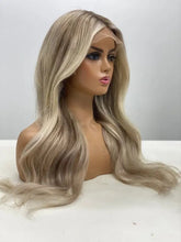 Load image into Gallery viewer, Honey Blonde Ombre Highlight Lace Frontal 13x4/ 13x6/ 360 Lace Human Hair Wigs Hd Transparent Remy Hair Pre-plucked Glueless Dark Roots 180%
