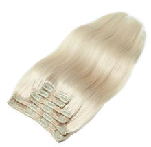 Load image into Gallery viewer, Platinum Blonde Seamless Clip in Human Hair Extension Straight Hair 120g 8 Pcs
