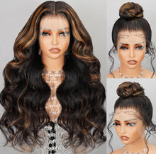 Load image into Gallery viewer, Highlight Brown Body Wave Lace Frontal Wigs Human Hair 13x4/13x6/360 Lace Front Wig  Blonde Highlights Colored Body Wave
