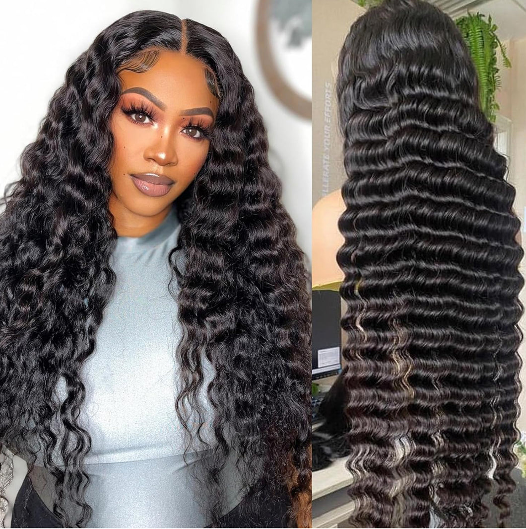 13x4/13x6/360 Lace Deep Wave Lace Front Wigs Human Hair 180% Density HD Deep Curly Lace Frontal Glueless Wigs Human Hair Wigs For Women Pre Plucked With Baby Hair Natural Color