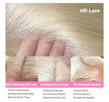 Load image into Gallery viewer, 13x4/13x6/360 Platinum Blonde Lace Front Wig Human Hair Transparent HD Lace Frontal Wig #60 Platinum Ash Blonde Straight Hair Wigs Brazilian Hair
