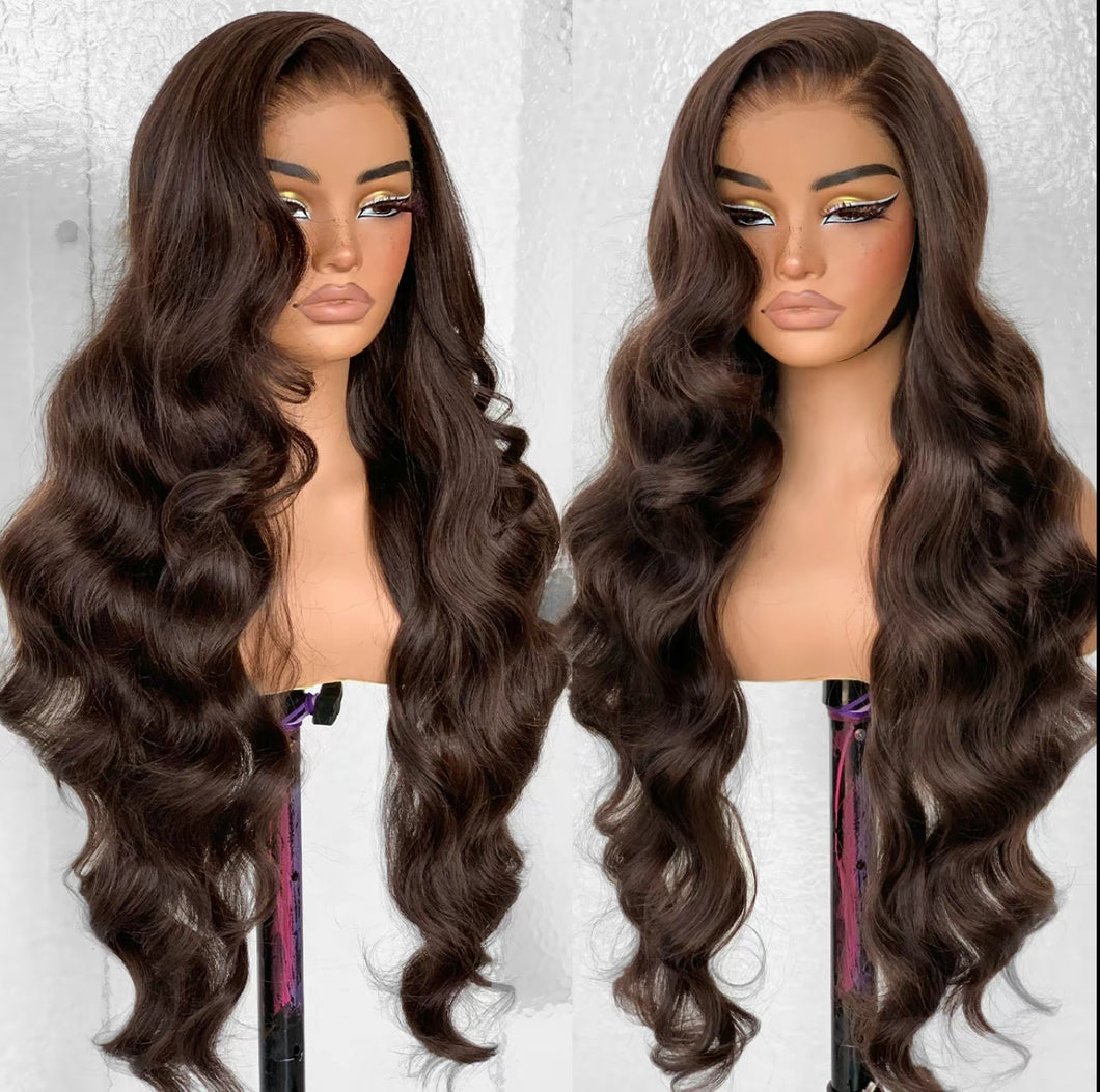 Dark Brown Body Wave HD Lace Frontal Wig Human Hair Pre Plucked 180% 13x4/13x6/360 Brazilian Full Lace Frontal Wig