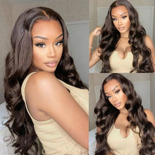 Load image into Gallery viewer, Dark Brown Body Wave HD Lace Frontal Wig Human Hair Pre Plucked 180% 13x4/13x6/360 Brazilian Full Lace Frontal Wig
