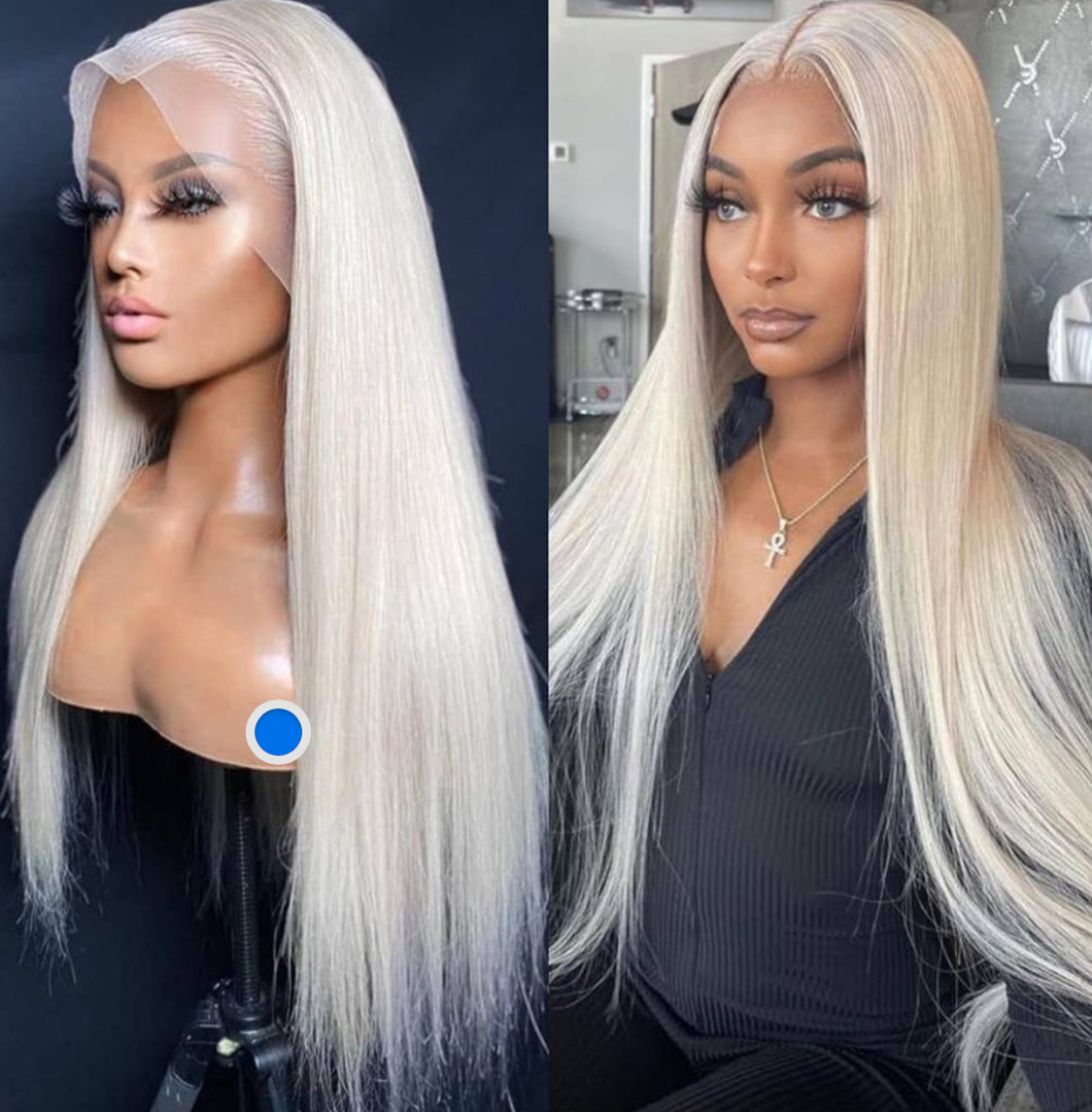13x4 lace Frontal Platinum Blonde 180% density Human Hair Wig
