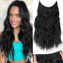 Load image into Gallery viewer, Platinum Blonde/ Dark Brown/ Highlight Halo Piece Human Hair Extensions with Adjustable Fish Wire Halo Hair Extensions Clips
