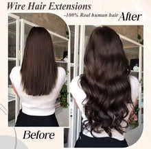 Load image into Gallery viewer, Platinum Blonde/ Dark Brown/ Highlight Halo Piece Human Hair Extensions with Adjustable Fish Wire Halo Hair Extensions Clips
