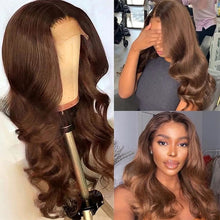 Load image into Gallery viewer, Dark Brown Body Wave Lace Front Wig Human Hair Glueless Brown 4x4/13x4/13x6/360 HD Lace Frontal Wig Preplucked Brazilian
