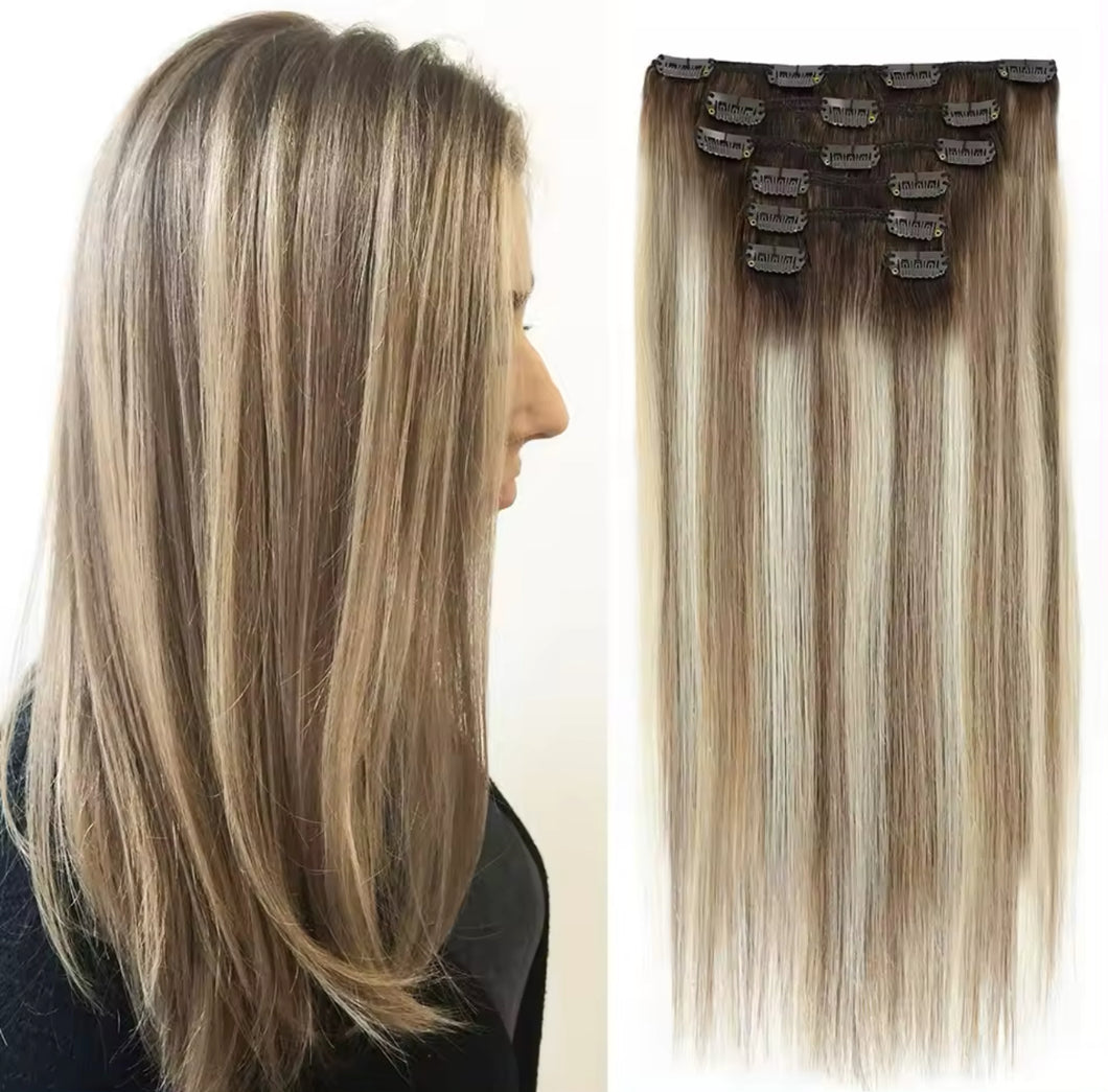 Blonde Highlight with dark root Human Hair Extensions 80-90grams