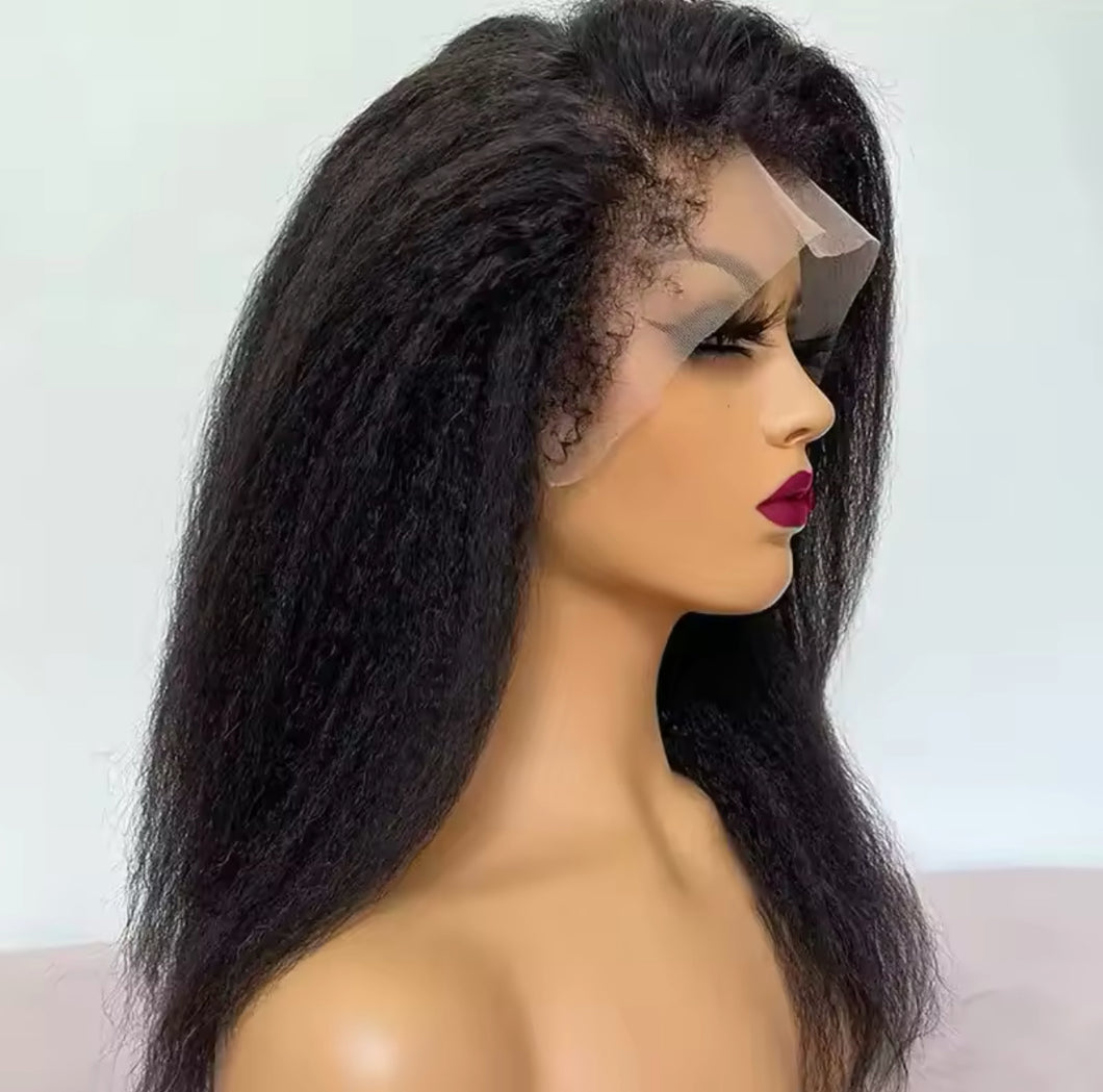 4c Edges Curly Baby Hair 4x4/6x4/13x4 Kinky Straight Lace Front Human Hair Wig Transparent Lace