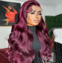 Load image into Gallery viewer, Dark Burgundy Body Wave 13X4/136/360 Glueless Lace Front Wigs
