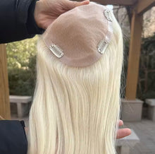 Load image into Gallery viewer, Platinum Blonde Topper Hair For Women Human Hair Topper Toupee Closure European Remy Hair

