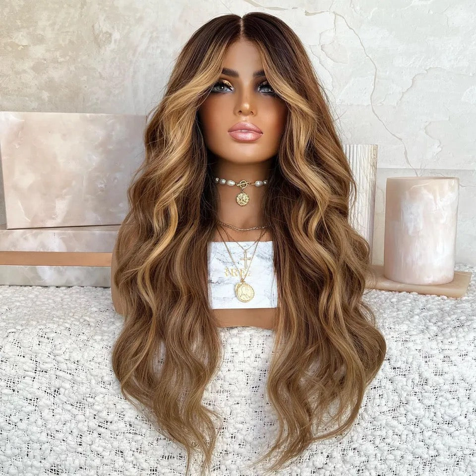 Highlight Caramel Brown Body Wave Remy Human Hair 13x4/13x6/360 Lace Front 180% Density