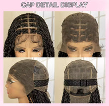 Load image into Gallery viewer, 36 Inches Long Boho Braided Wigs with Baby Hair Synthetic Full Lace Knotless Box Braiding Wig with Curly Lace Frontal Wig
