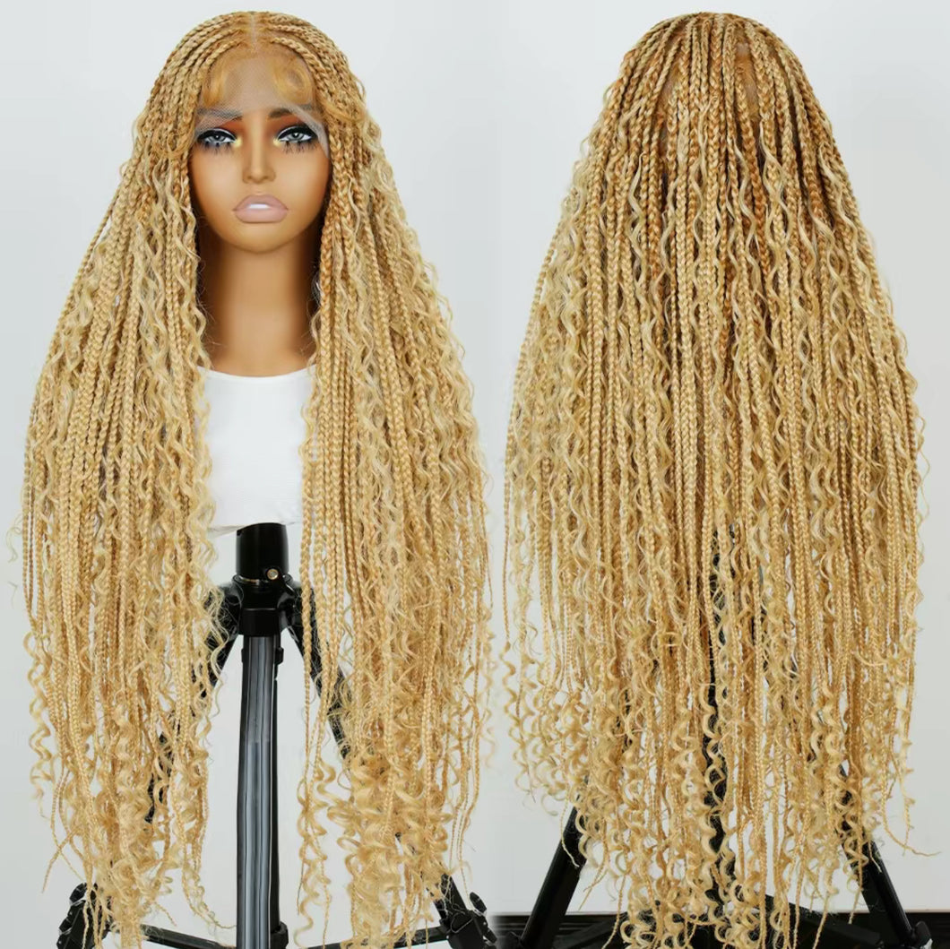 36 Inches Full Lace Premium Bohemian Box Braided Wigs Knotless