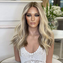 Load image into Gallery viewer, Virgin Brazilian Human Hair Full Lace Wigs HD Lace Ashy Blonde Brown Highlights Lace Front Wig 13x4/13x6/360 Lace Glueless Dark Roots 200%
