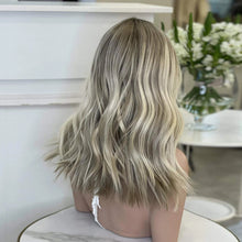 Load image into Gallery viewer, Virgin Brazilian Human Hair Full Lace Wigs HD Lace Ashy Blonde Brown Highlights Lace Front Wig 13x4/13x6/360 Lace Glueless Dark Roots 200%
