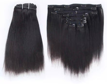 Load image into Gallery viewer, Light Yaki Straight Clips In Human Hair Extensions  Natural Color Kinky Coarse Yaki In Brazilian Remy Human Hair 150G 8Pcs/Set
