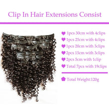 Load image into Gallery viewer, Clip In Human Hair Extensions Full Head Jerry Curly Texture 150 gram Virgin Human Hair Clips Ins
