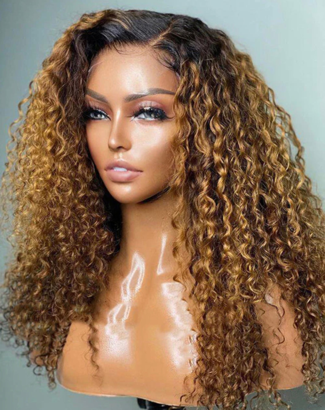 Ombre Honey Blonde Curly Human Hair Lace Front Wigs 13x4/13x6/360 Real HD Lace 180% Density