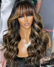 Load image into Gallery viewer, Body Wave Human Hair Wigs With Bangs Fringe Remy Human Hair Brazilian Wavy Wigs For Women Full Machine Made P1B/30
