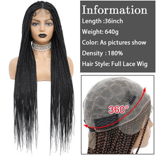 Load image into Gallery viewer, 36inch Box Braided Full Lace Frontal Wig Synthetic Lace Front Wigs for Afro Women Black Box Braids
