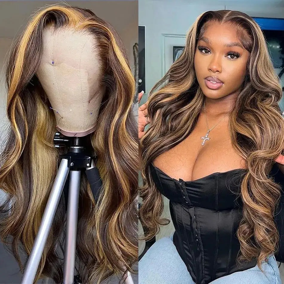 Highlight Wig Human Hair HD Lace 13x4/13x6/360 Lace Frontal Wig Colored Human Hair Wigs For Women 14-30 Inch Honey Blonde Body Wave Lace Front Wig