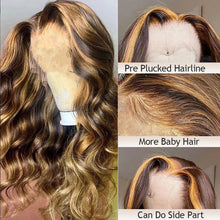 Load image into Gallery viewer, Highlight Wig Human Hair HD Lace 13x4/13x6/360 Lace Frontal Wig Colored Human Hair Wigs For Women 14-30 Inch Honey Blonde Body Wave Lace Front Wig
