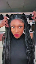 Load and play video in Gallery viewer, 36inch Box Braided Full Lace Frontal Wig Synthetic Lace Front Wigs for Afro Women Black Box Braids

