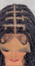 Load and play video in Gallery viewer, 36 Inches Long Boho Braided Wigs with Baby Hair Synthetic Full Lace Knotless Box Braiding Wig with Curly Lace Frontal Wig
