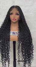 Load and play video in Gallery viewer, 36 Inches Long Boho Braided Wigs with Baby Hair Synthetic Full Lace Knotless Box Braiding Wig with Curly Lace Frontal Wig
