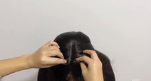Load and play video in Gallery viewer, Silk Skin Base Human Hair Women Topper Virgin European Hair Toupee Clips In Hairpiece  Natural Scalp Top
