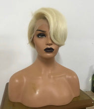 Load image into Gallery viewer, 613/Honey Blonde Straight Wig Short Wavy Bob Pixie Cut Wig Human Hair Wig
